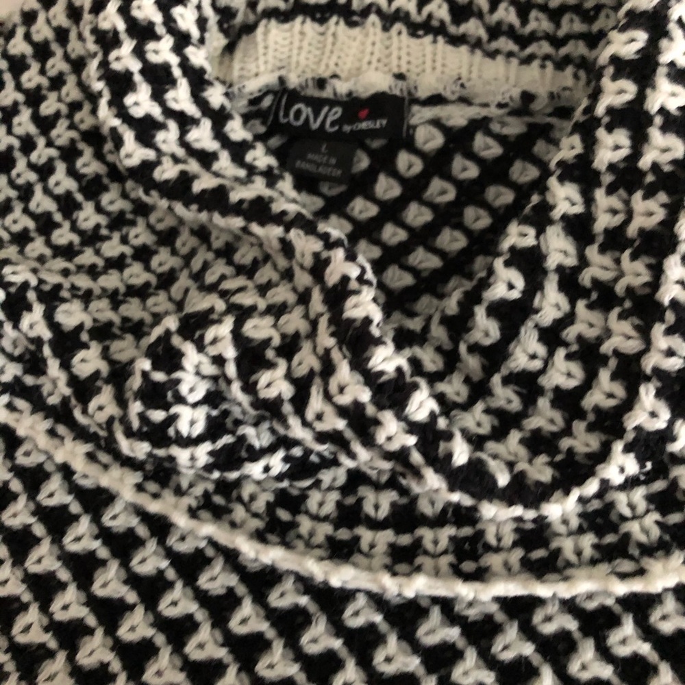 Black and white knit poncho